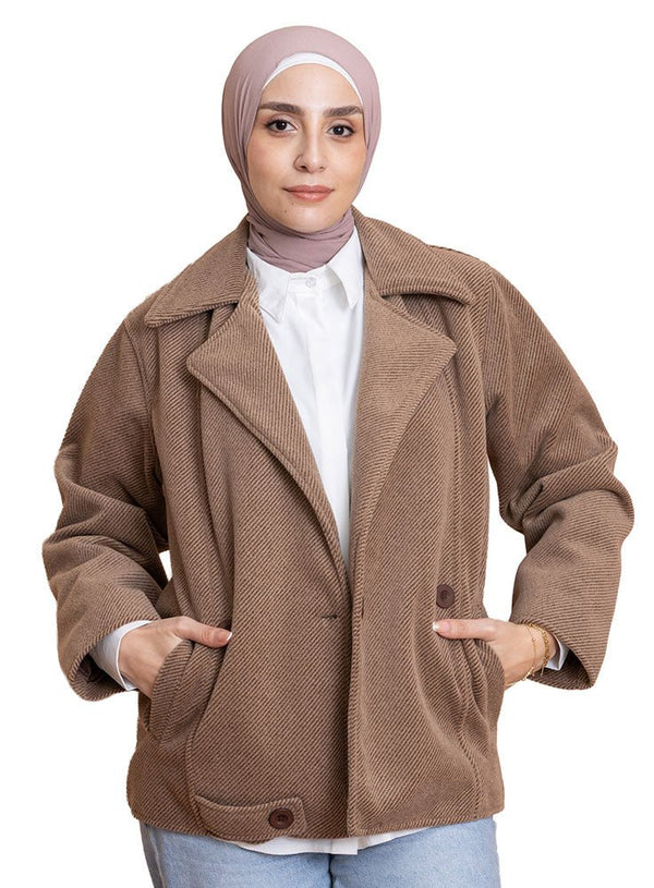 Brown RD - Short Jacquard Jacket - Khotwh